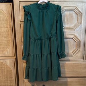 Elegant Green Ruffle Dress